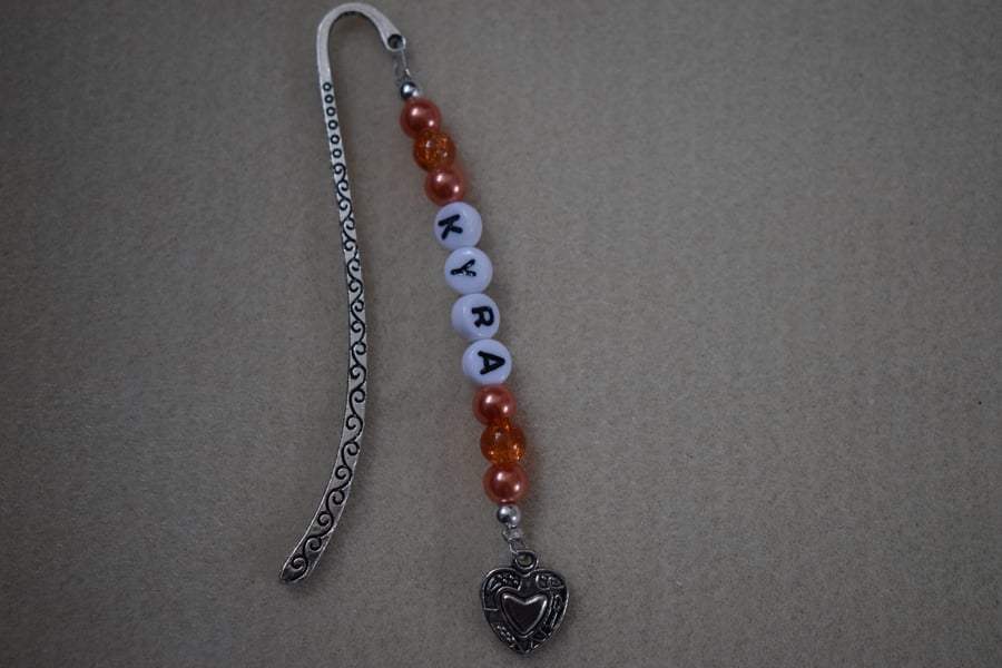 Personalized Bookmark with Heart Charm
