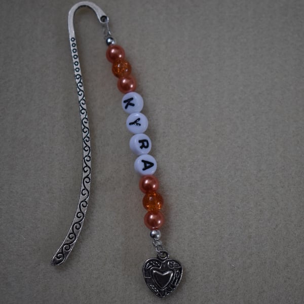 Personalized Bookmark with Heart Charm