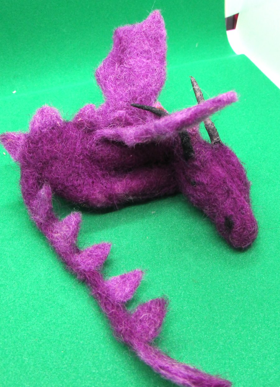 hair accessories dragon Clip rainbow purple   Needle Felted Baby Dragon   