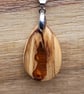 Olive wood and amber-coloured resin pendant - free UK postage - Image 4