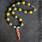 Green Beaded Fish Necklace 