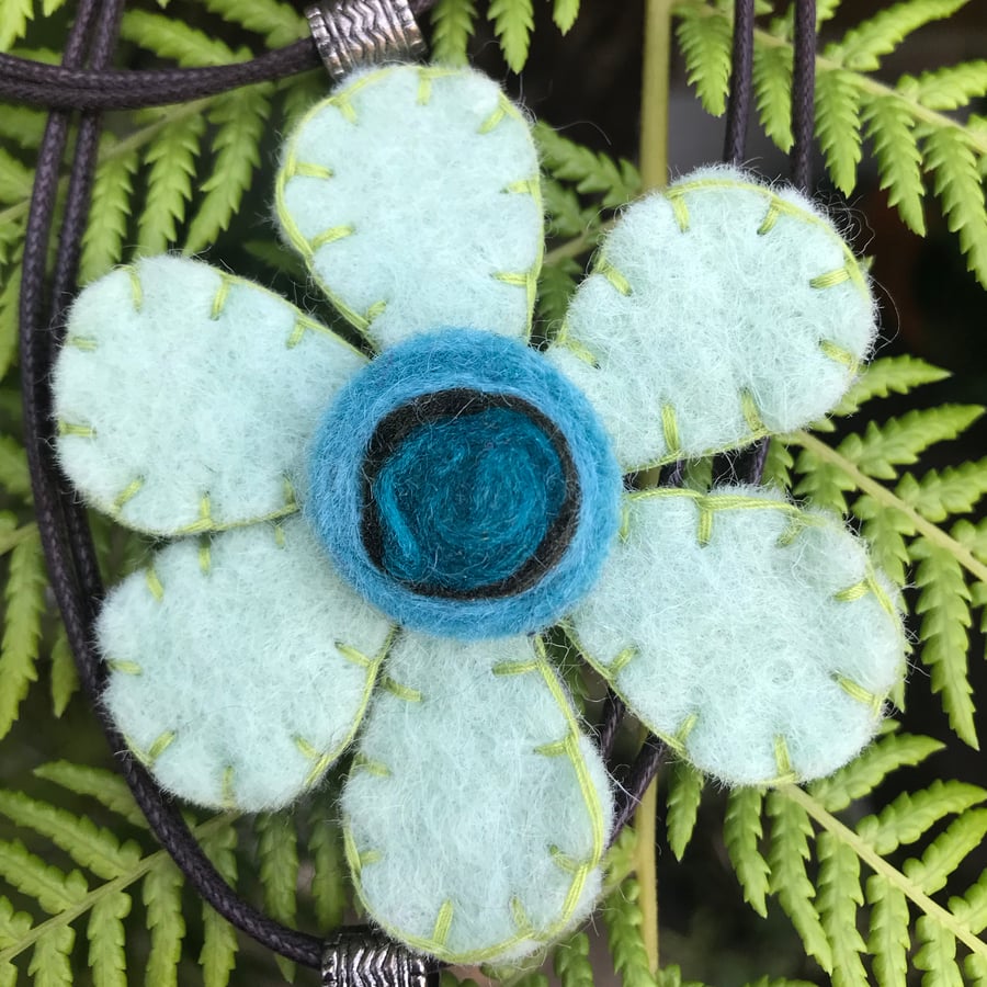 Mint green felt pendant necklace