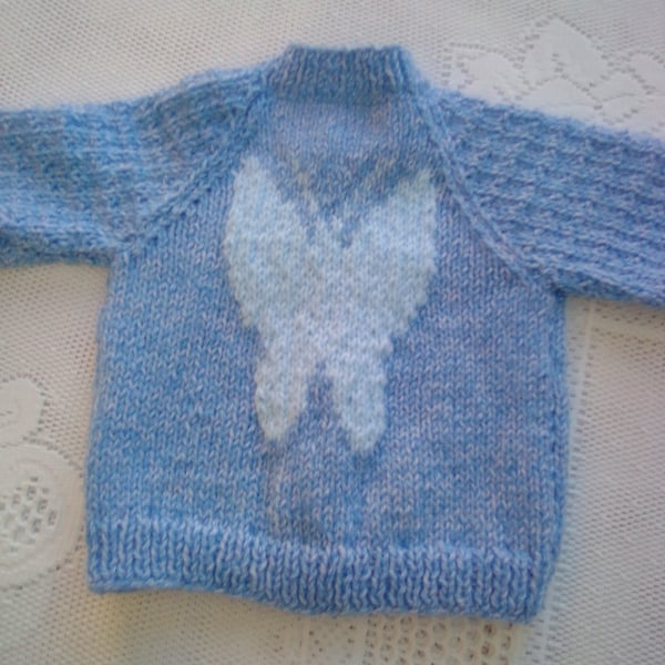 Baby and Child's Cardigan with Butterfly Pattern on the Back, Child's Cardigan