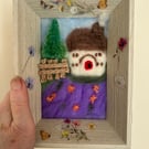 Needle felted picture in frame