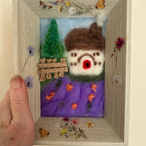 Needle felted picture in frame