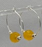Yellow chalcedony hoop earrings