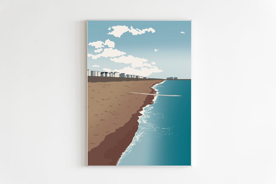 Brighton Beach Print Travel Illustration