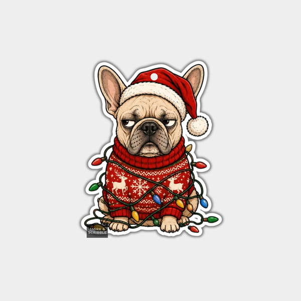 Unique Funny Christmas Gift Tags For Adults, 6pk - Cute French Bulldog In Jumper