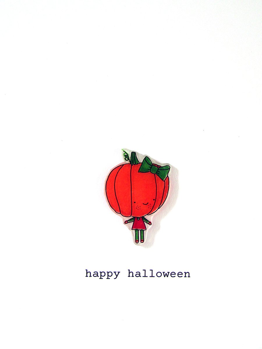 halloween card - pumpkin girl