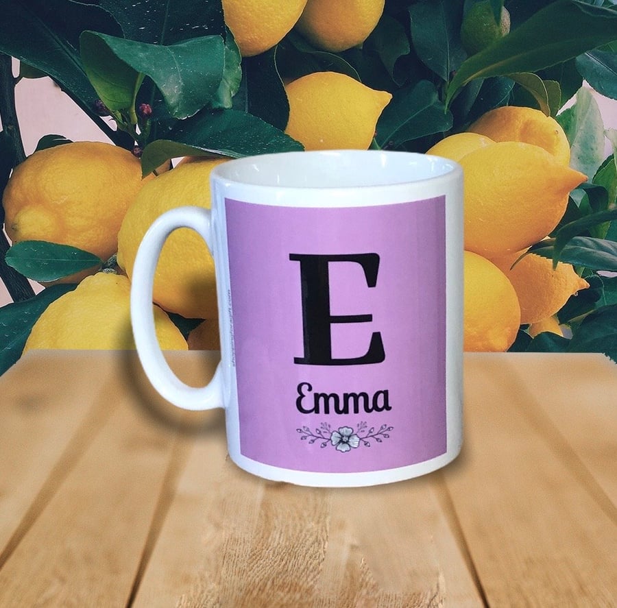 Personalised Girls Name, Initial mug. Mugs for girls for birthday and Christmas