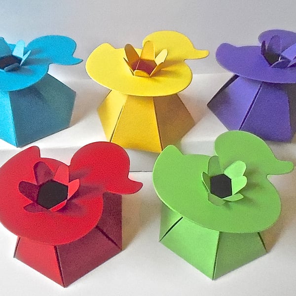 10 Bright DUCK Top Favour Boxes Gift Box, Weddings, baby shower