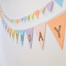 Felt Pastel Rainbow Happy Birthday Bunting - Reusable and Customisable Banner