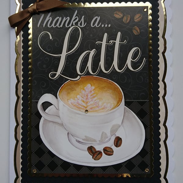 Coffee Thank You Card Thanks a Latte Coffee Beans Happiness in a Cup