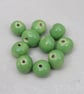 10 Small Apple Green Glazed Clay Beads - Image 5