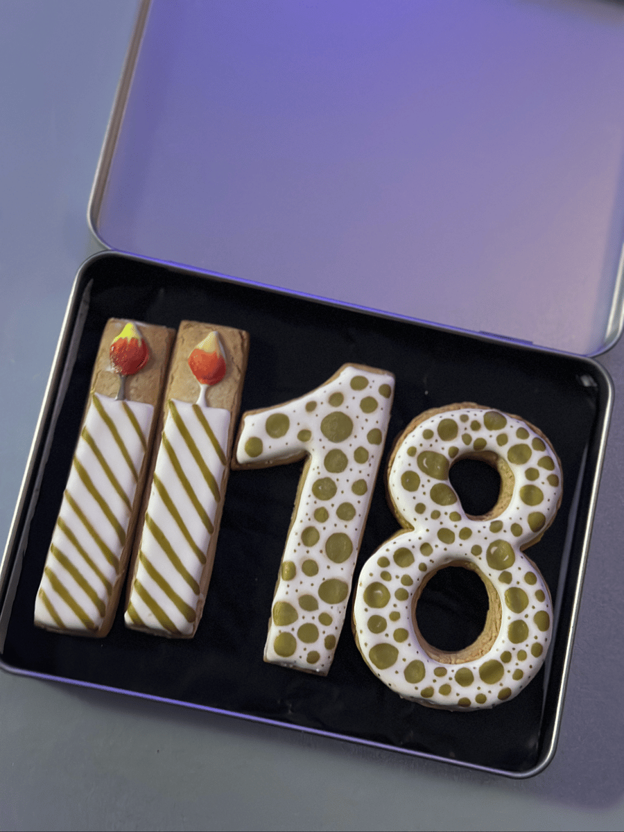 Luxury 18th Birthday Number Cookies - Handmade Personalised Gift Tin