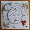 Sale - Hearts & Holly Card - Merry Christmas