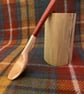 Birch Wood Serving Spoon with Hanger Hook and Red Handle - Image 3