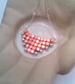 Hand Sewn Metallic Pink and Silver Beaded Pyramid Necklace, Gift for Her - Image 4