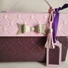 Plum Purple and Lilac Quilted Effect Handbag Style Gift Box 