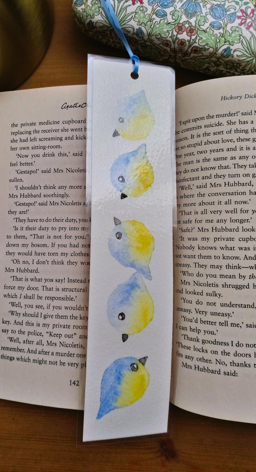 Original Hand Painted Blue & Yellow Birds Bookmark