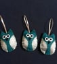 Silver and Teal Christmas Owl Felt Ornament  - Image 2