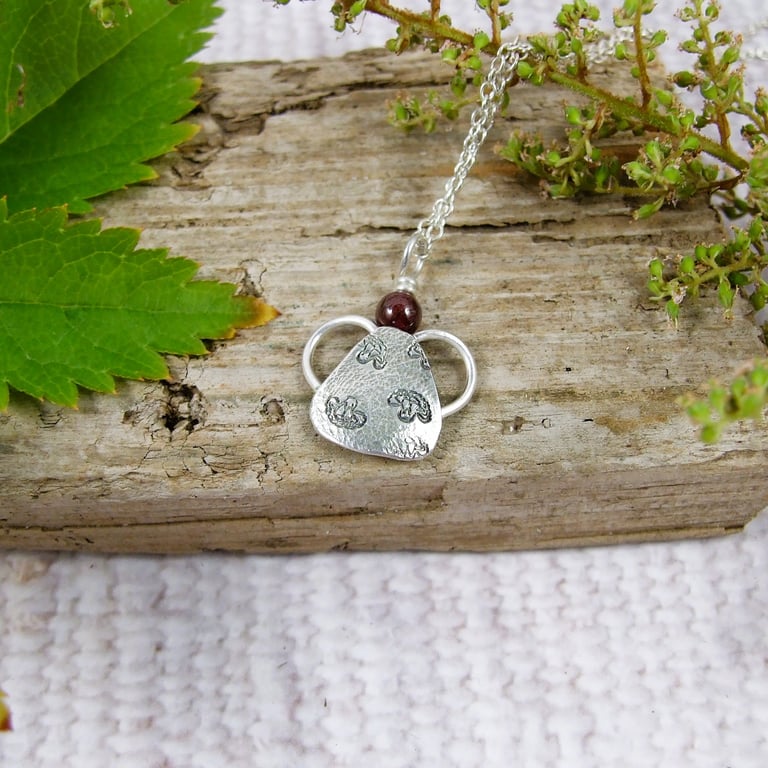 Silver Angel Necklace with Garnet Gemstone