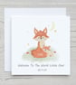 Woodland Fox New Baby Card, Personalized Keepsake