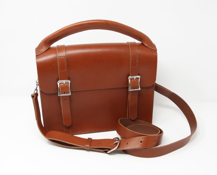 Tan leather satchel