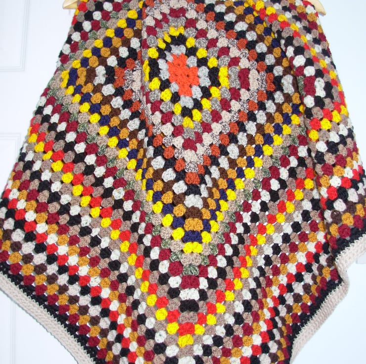 Crochet Granny Square Lap Blanket Shades of Autumn Folksy