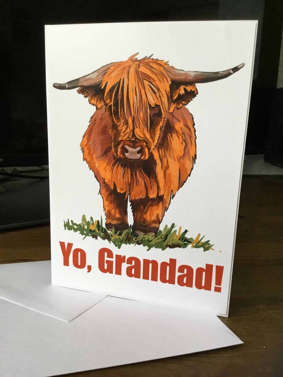 Grandad, Heilan Coo Greetings Card