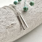 Personalised Tiny Silver Vertical Bar Necklace