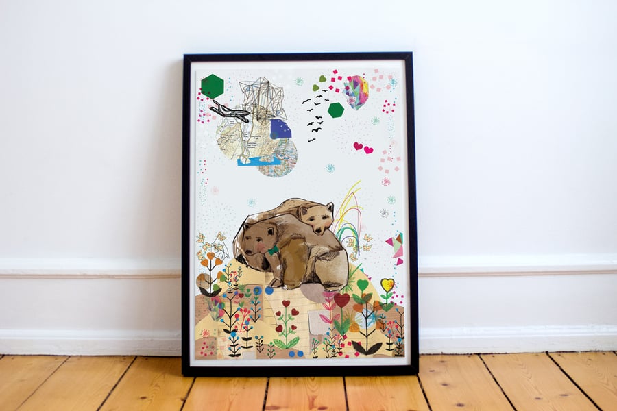 'Bear Nap' A4 A3 Fine Art Illustrated Print