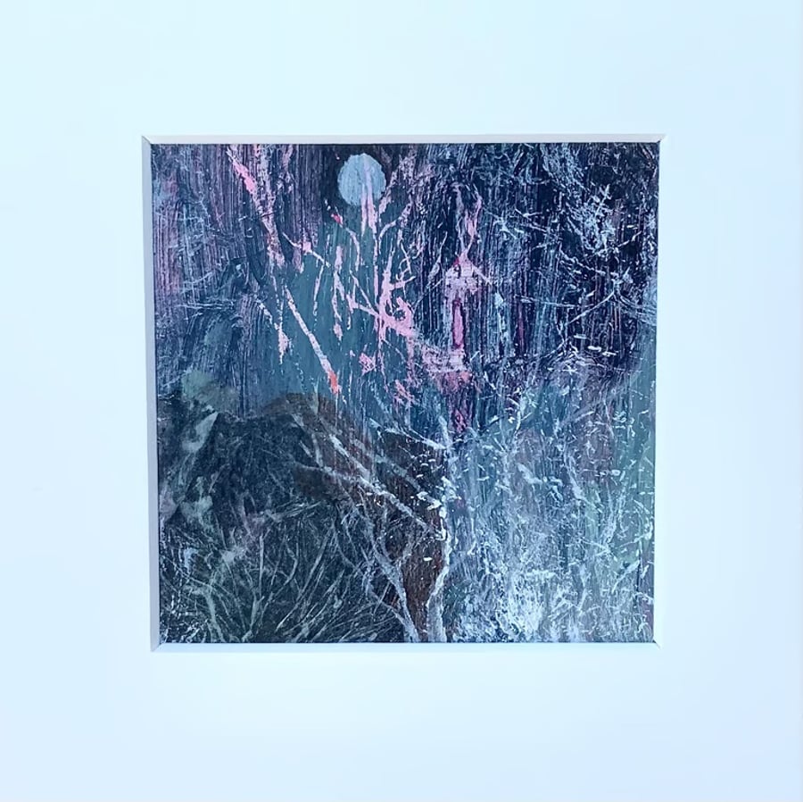 Image of Frosted Foliage, mounted original mixed media painting