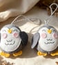 Handmade Penguin Felt Ornaments Set of Two Cute Winter Hanging Decorations