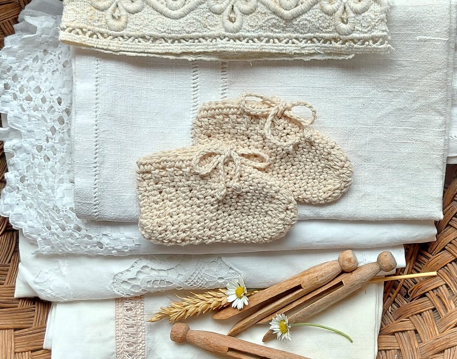 Organic Baby Shoes, undyed, GOTS certified cotton, 0-3 up to 6 months