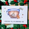 Christmas Carol Card, Cute Christmas Card, Christmas Tea!