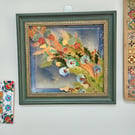 Glass painting Floral wall art Waiting for the Autumn