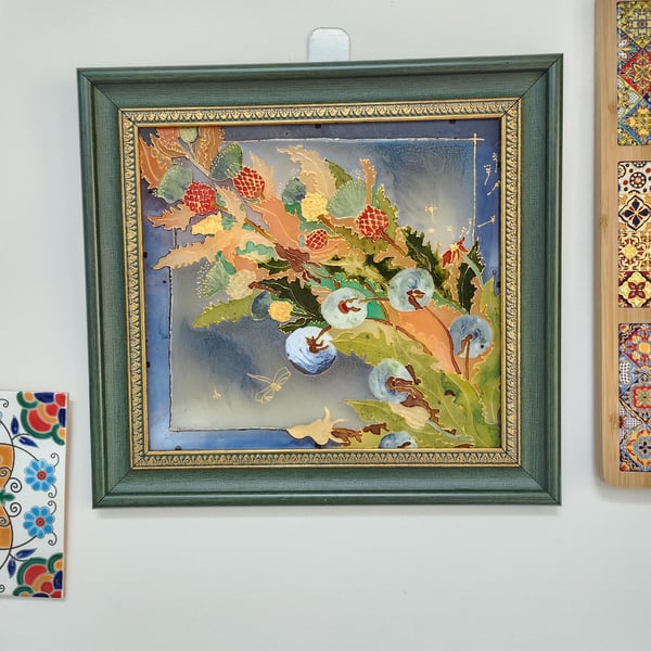 Glass painting Floral wall art Waiting for the Autumn