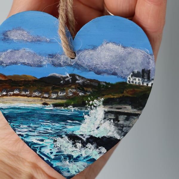 Portnoo Pier Small Painted wooden heart