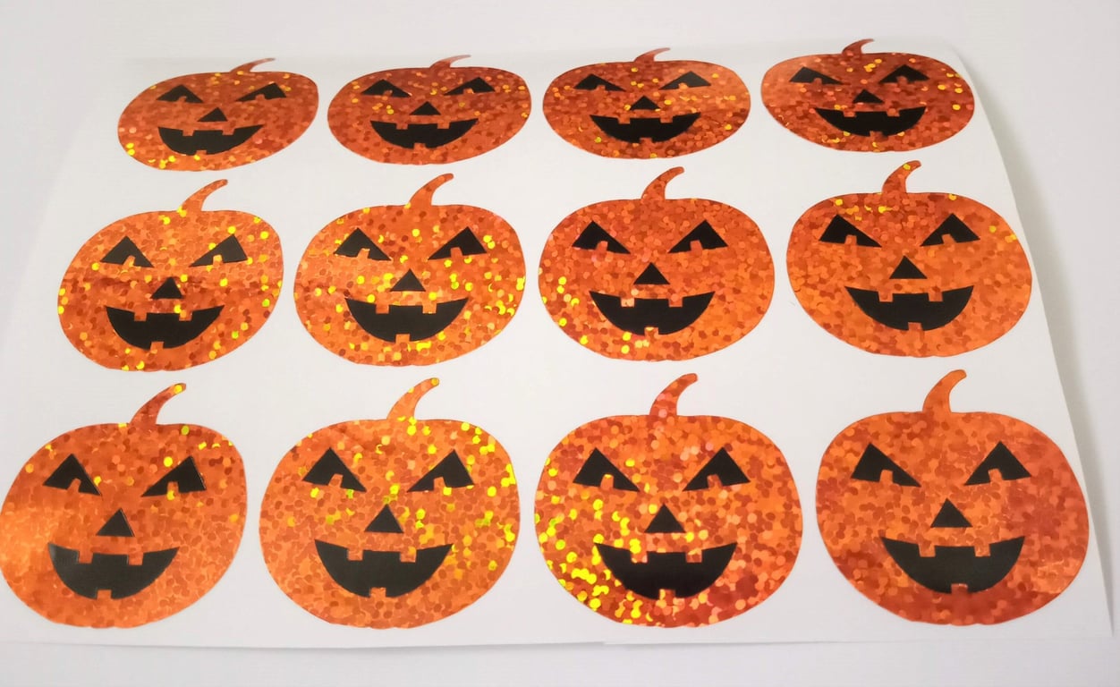 Halloween orange glitter stickers