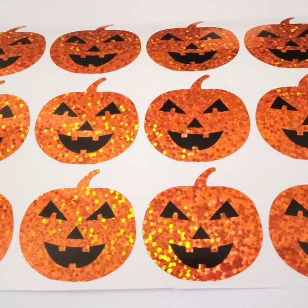 Halloween orange glitter stickers