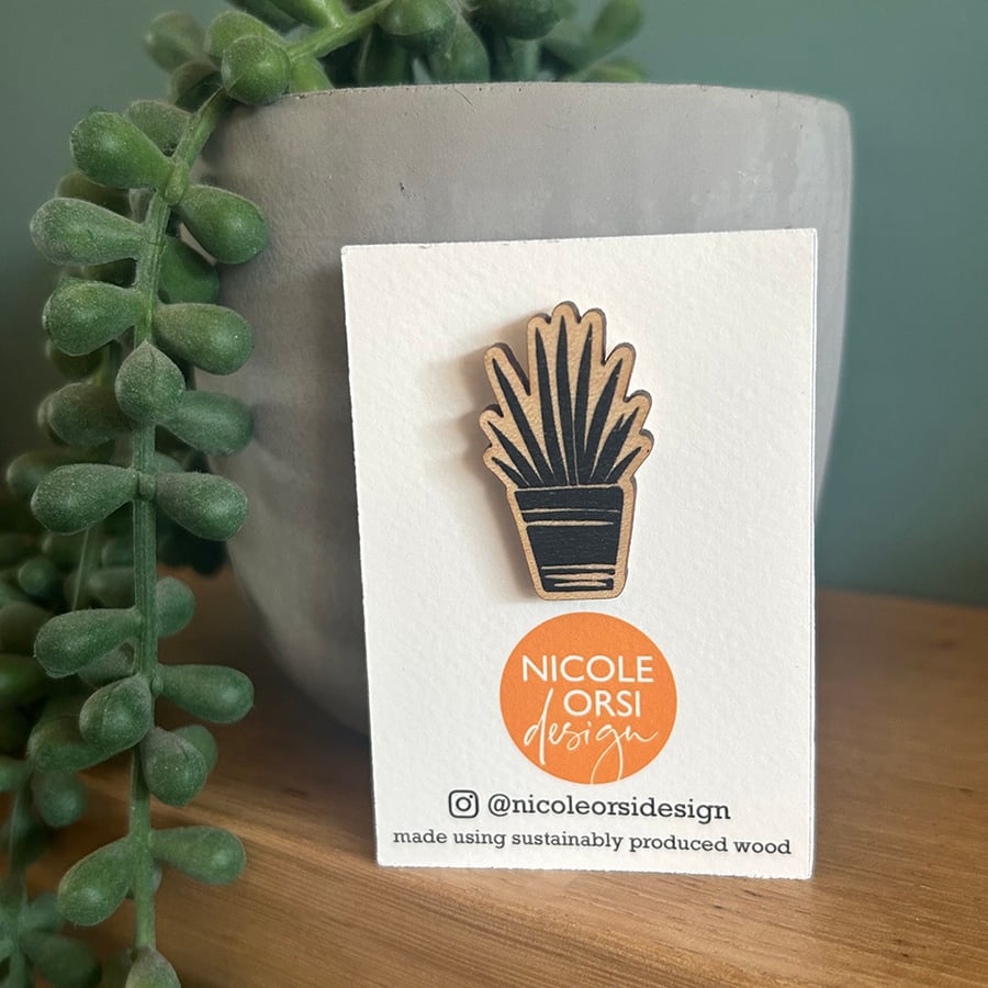 'Love me, love my plants' Wooden Pin Badge