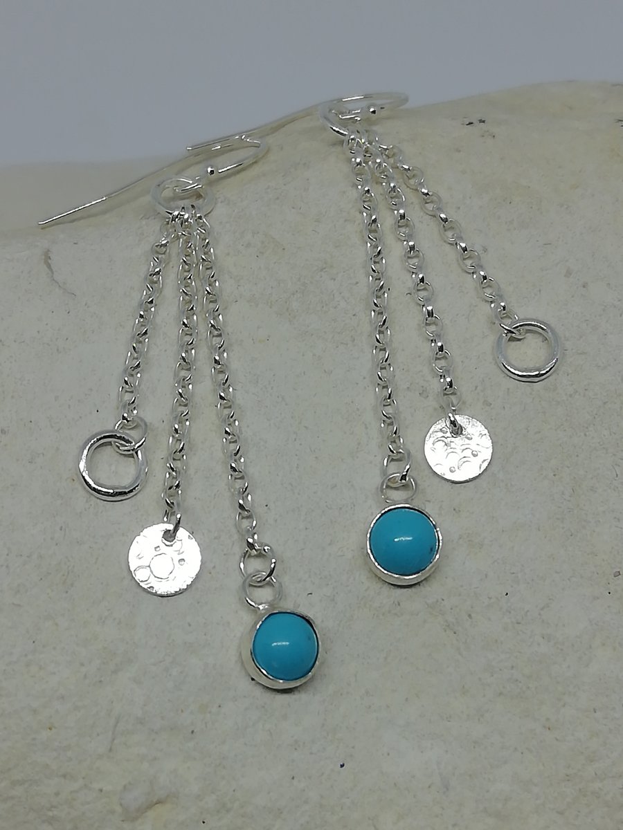 Trio of Circles Turquoise Earrings
