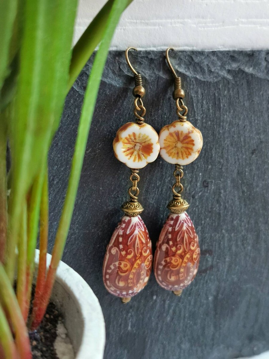 Antique Bronze Boho Teardrop Earrings
