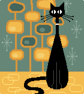 022 - Atomic Mid-Century styled cat cross stitch pattern (PDF Chart) - Image 1