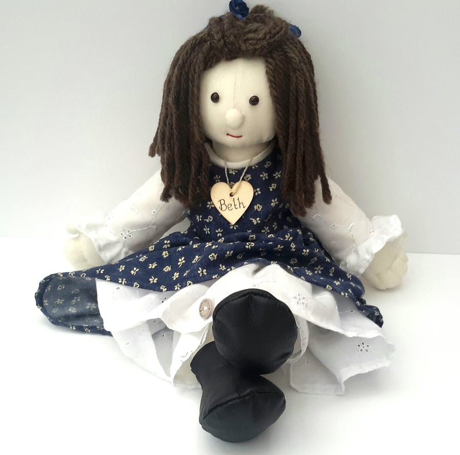 REDUCED Beth, 21" Rag Doll, Cloth Doll, Handmade Collectible fabric doll