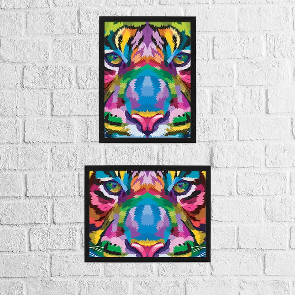 Tiger geometric rainbow print