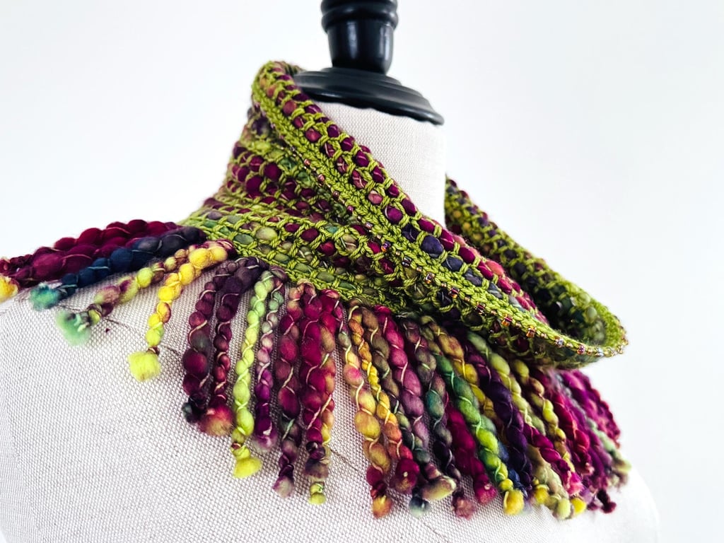 Handmade Green Merino Wool Cowl.