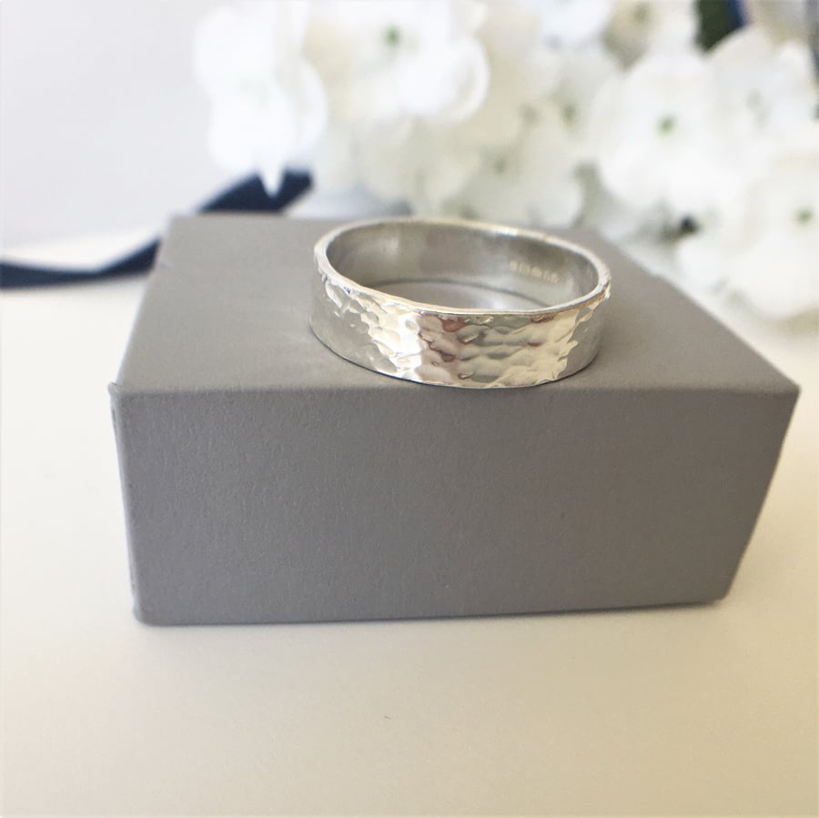 Eco Sterling Silver Textured Band Ring