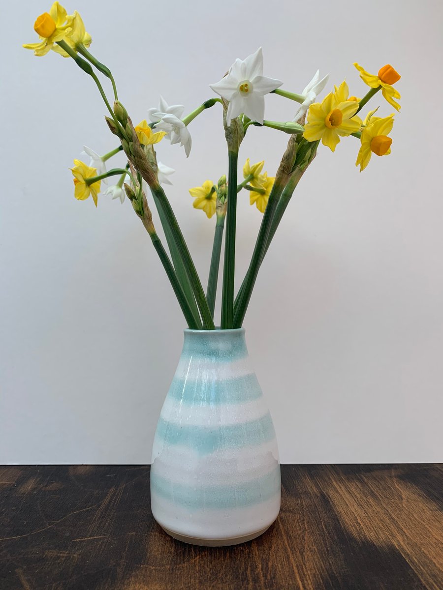 Bud Vase with Peppermint Green Stripes